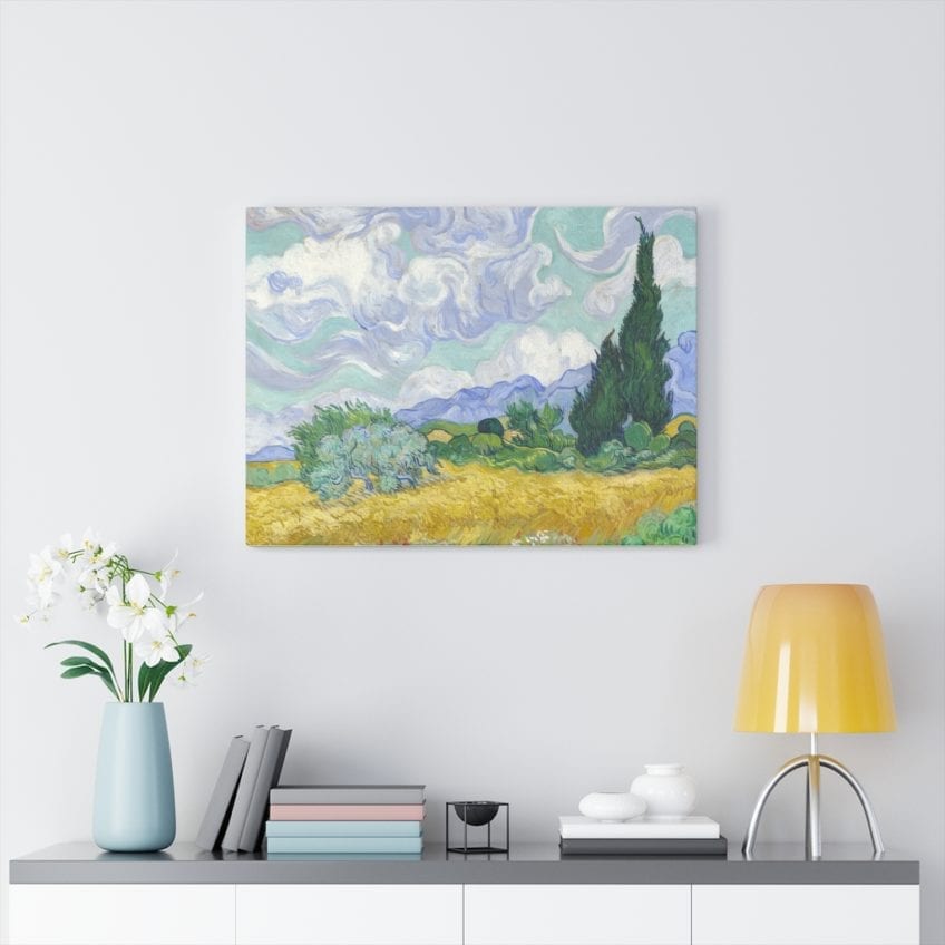 wheatfield with cypresses wall art